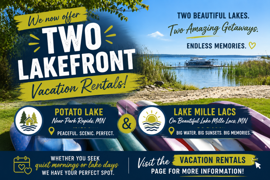 Vacation rentals near Park Rapids, MN lakefront vaction rentals